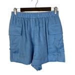 ZARA  Light Blue Satin Effect Pull On High Rise Cargo Shorts S Photo 1