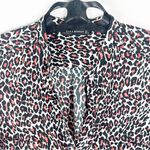 ZARA Woman Animal Print Spike Button Long Tab Sleeves Button Top, Size Large Photo 5