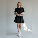 Aerie Pleated Knit Skirt in black with ivory stripes NWT Photo 4