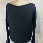 OTL Cropped Distressed Raw Hem Sweatshirt Black Size L Photo 6