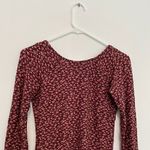 Hollister Cinch Front V-Neck Top Burgundy Maroon Red Pink Floral Y2K Long Sleeve Photo 12