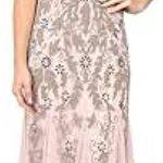 Adrianna Papell  Icy Lilac Beaded Illusion Yoke Gown Formal Dress Photo 5