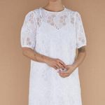 💕Samsøe Samsøe💕 Juni Eyelet Lace Shift Dress ~ Bright White Medium Photo 0