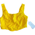 Midnight sky Crop Top Smocked Back Sleeveless Yellow Linen Blend Size M Photo 0