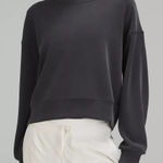 Lululemon Softstreme Oversized Cropped Crew Sweatshirt Black Size 12 Athleisure Photo 0