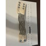 Vintage Y2K Womens Chunky Rhinestone Studded Leather Cuff Bracelet Edgy Western Gray Photo 5