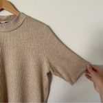 Calvin Klein Ribbed Mock Neck Short Sleeve Sweater Beige NWT Women's Size Large Photo 4