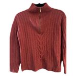 st. john's bay  Orange Cable Knit Half-Zip Long Sleeve Sweater Woman’s M Photo 2