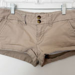 American Eagle Vintage Y2K  Micro Mini Khaki Shorts Size 2 90s Low Rise Festival Photo 0