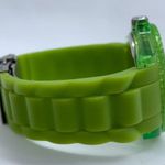 Unisex 40mm Quartz analog watch green dial bezel silicone band up to 7” runs Photo 4
