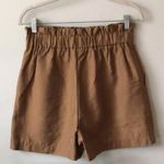 ZARA  Paperbag Shorts L NWT Pull-on Elastic Waist Buttons Khaki Brown Pockets Photo 8
