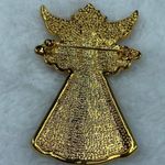 Angel Pin Brooch Jewelry Religious Christmas Easter Faith Enamel on Gold Color Photo 1