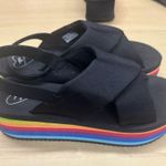 Rocket Dog  Women's Hanalei Grosgrain Cotton/Rainbow Eva Heeled Sandal SZ 11 EUC Photo 0