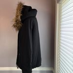 INC black jersey knit hooded jacket sherpa lined removable faux fur collar Size M Photo 2