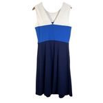 Lands' End ‎ Color Block Sleeveless Dress White Blue Navy Casual Summer Sun Dress Photo 1