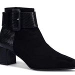 Ron White Cashmere Lined Lizard Black Ankle Boots Suede Leather Booties 40 US9.5 Size 9 Photo 0