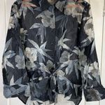 Robert Kitchen Sheer Blouse Women XL Floral Mature Coastal Grandma Office Canada Gray Photo 0