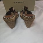Burberry Espadrille Wedge Sandals Nova Check Leather Thong Natural Tan Brown 39 Photo 8