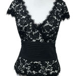 Tadashi Collection Womens Classic Black Beaded Lace Formal Dressy Blouse Size 10 Photo 0