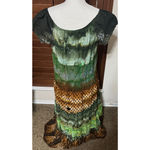 SOL Clothing sz 2X Maxi Dress Green Brown Resortwear Fairy Flowy Cotton FLAW Photo 4