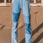 Blue Patchwork Frayed Jeans Size undefined Photo 1
