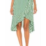 Faithfull the Brand NWT Tramonti Skirt Ruffled Wrap Green Zeus Stripe US 4 Small Photo 1