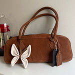 Brown genuine leather Suede Women's Bag with Bow Accent Photo 0