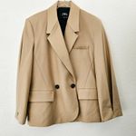 ZARA  Women Pleated Sleeve Blazer Light Camel Size US Medium‎ Photo 7