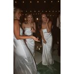 Show Me Your Mumu  Taylor Tube Maxi Dress in Ivory Luxe Satin S NWT Photo 6