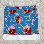 Tommy Hilfiger Skirt Size 10 Jean Floral Tropical Flag Logo Hibiscus Blue Red Photo 0