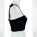 ZARA Black Satin Smocked Back Bandeau Crop Top Size Small Photo 5