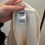 PINK - Victoria's Secret PINK IVY FLEECE OVERSIZED CREW SWEATSHIRT Winter White Pretty In Pink Photo 4