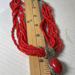 Boutique Bold Bohemian-style statement necklace multi strand cabochon pendant. Photo 3