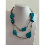 Turquoise and Gold Statement Necklace Blue Photo 1