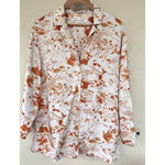 COS Relaxed Camp Collar Button Down Shirt Abstract Orange Size 10 Office Resort Photo 5