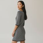 Max Studio  extra small black & ivory chevron mini dress 3/4 sleeves boatneck Photo 3