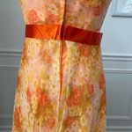 Vintage 60s 70s Orange Yellow Garden Party Chiffon Floral Gown Long Dress 4 6 S Photo 6