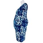 Old Navy Maternity Fitted Ruched Blue Tie-Dye Jersey Knit Dress LARGE Casual Photo 2