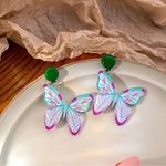Vibrant Gorgeous Acrylic Butterfly  Candy Color Earrings Photo 0