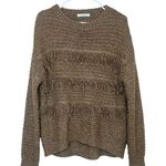 MOUSSY Brown Fringe Boho Slouchy Oversized Sweater One Size Chunky Cozy Hippie Size M Photo 0