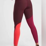 Athleta  Burgundy and Red Colorblock Leggings size s Photo 1