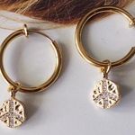 20mm Gold Hoop With Charms With Peace Coins Photo 0