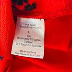 Tempted MEDIUM Red Floral Zipper V Neck Short Sleeve High Low Hem Blouse Top Photo 6