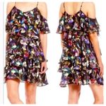 Gianni Bini  Off the Shoulder Flutter Sleeveless Mini Dress Size XS Black‎ Floral Photo 1