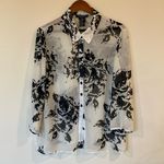 Perceptions  New York black and white semi-sheer Blouse, size 18 Photo 0