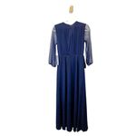 JS Collections NWT Navy Blue Chiffon V Neck Long Sleeve Crepe Maxi Gown US 2 Photo 3