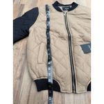 Active USA  Quilted Bomber Jacket Beige Black Zip Up Small Lightweight Photo 4