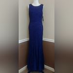 Sangria Navy Blue Lace Mermaid Godet Hem Maxi Dress Formal Gown by Photo 1
