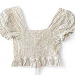 Romwe White eyelet tie front crop top Photo 2