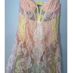 For Love & Lemons Blossom Pink Lemonade Sheer Lace Bodysuit Boho Maxi Dress S Photo 7